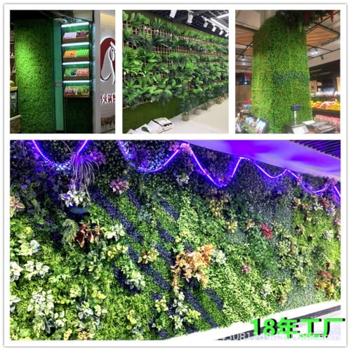 Decoración de pared de planta simulada y césped falso en panel de plástico interior 6