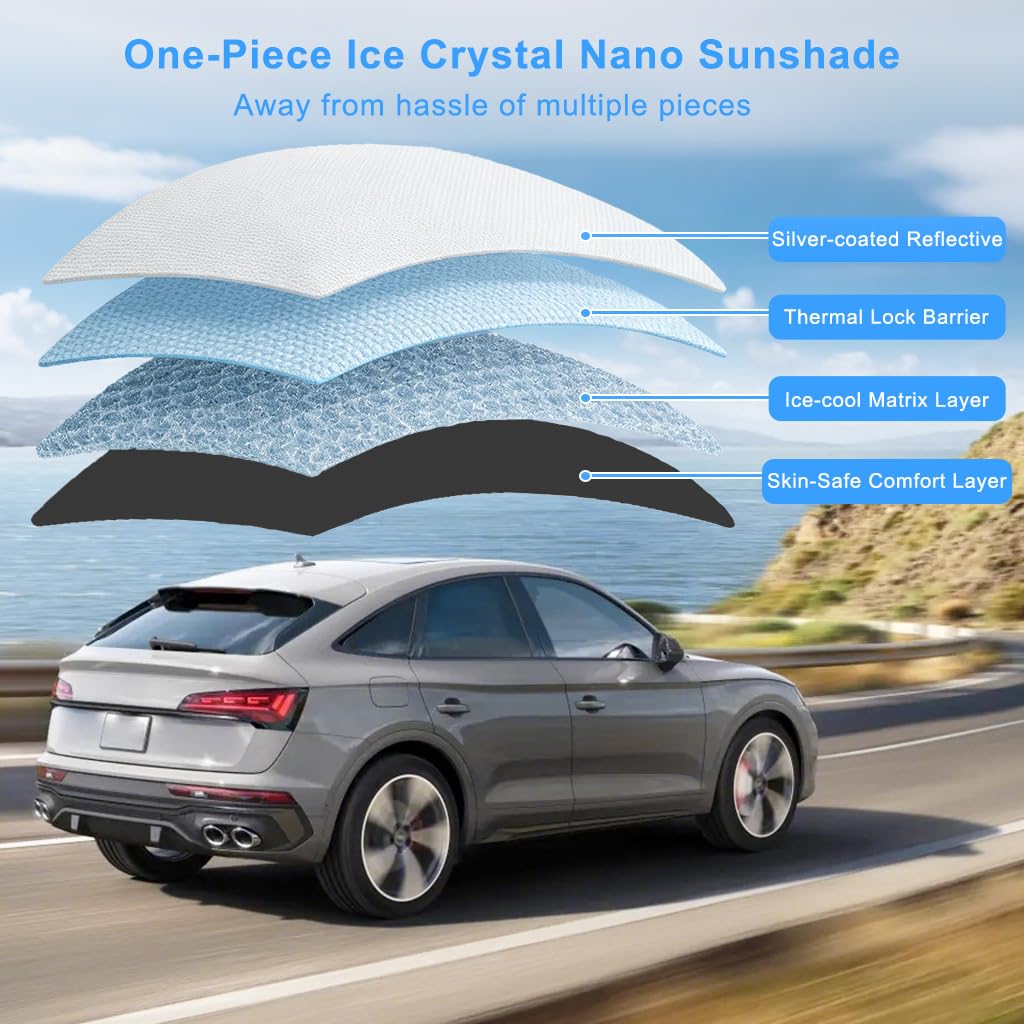 Parasol para Techo Compatible con Q5 2017-2009 5-Door SUV, Plegable Sombrilla De Coche con Bolsa De almacenaje, Protección Solar Aislamiento de Calor Parasol de Techo