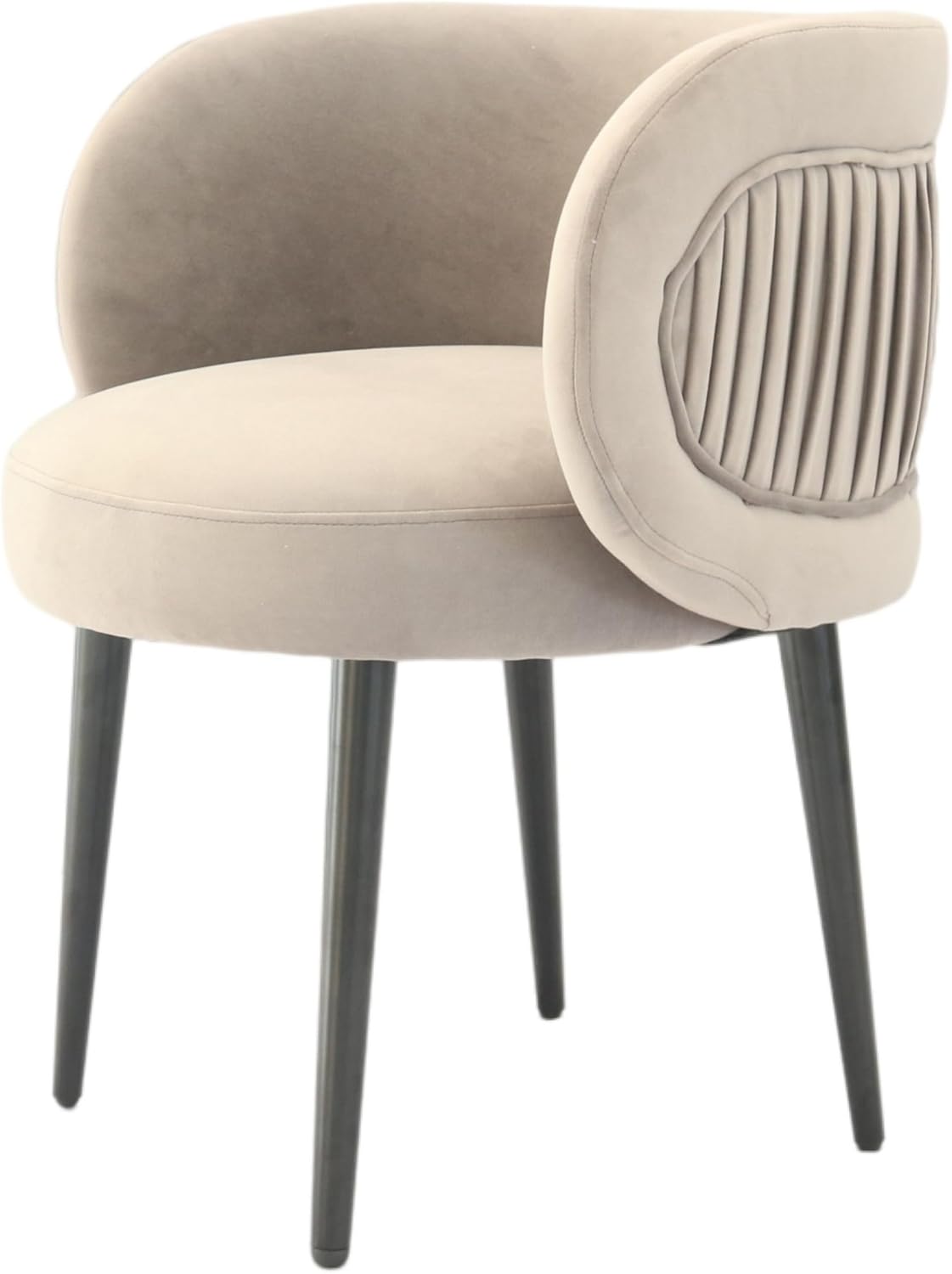 Benjara Lala 24 Inch Accent Chair, Modern Cushioned Seat, Curved, Velvet, Gray and Black