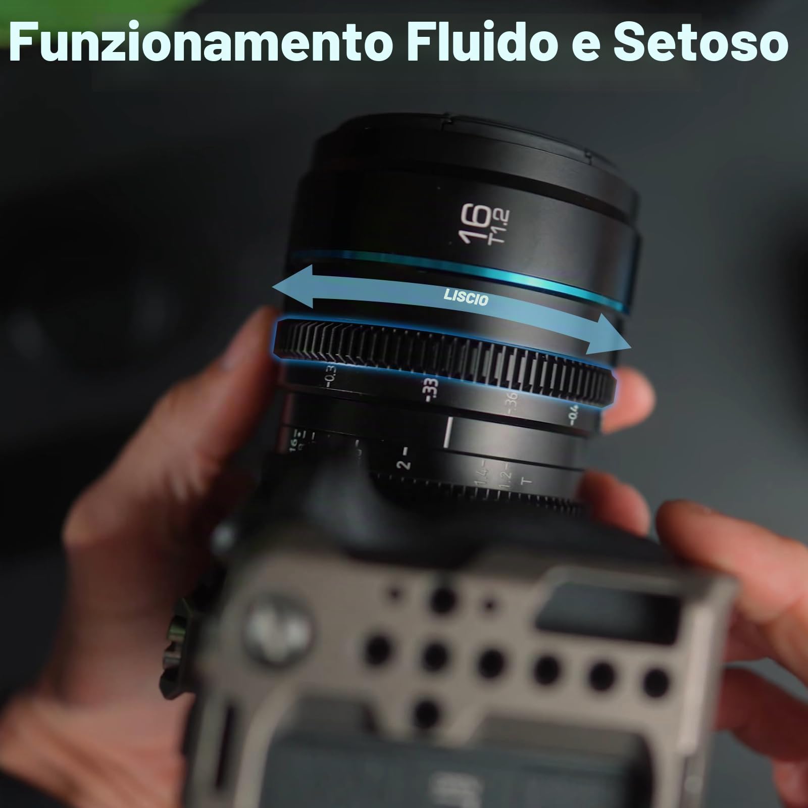 SIRUI Night Walker 16mm T1.2 Obiettivo Cine Formato S35, Grandangolo a Fuoco Manuale con Ampia Apertura, per Fotocamere MFT-Mount, per GH6, GH5II, BMPCC 4K, OM-1, Z CAM (MS16M, Nero)