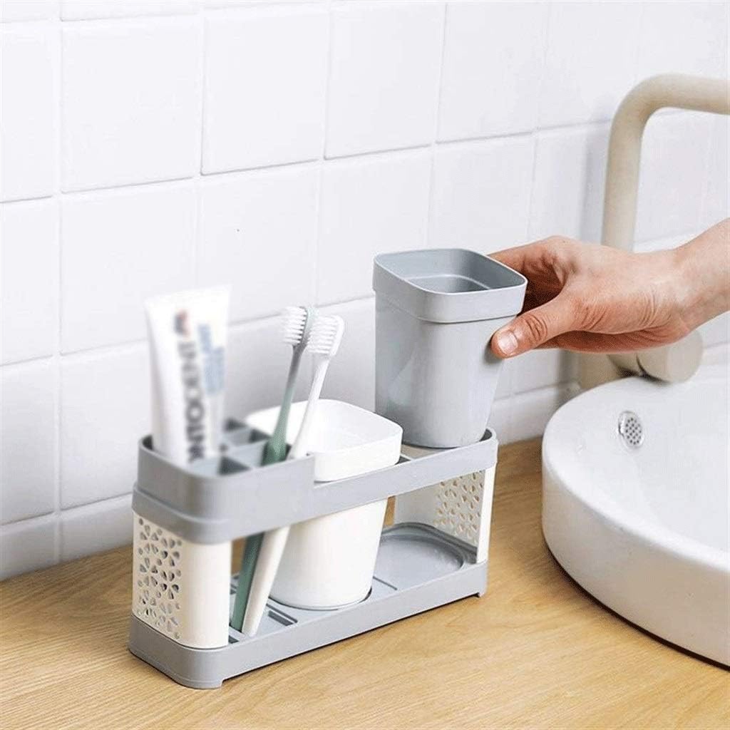 Toothbrush Holder - Toothpaste with Two Cups, Bathroom Organizer for Couples/Family and
