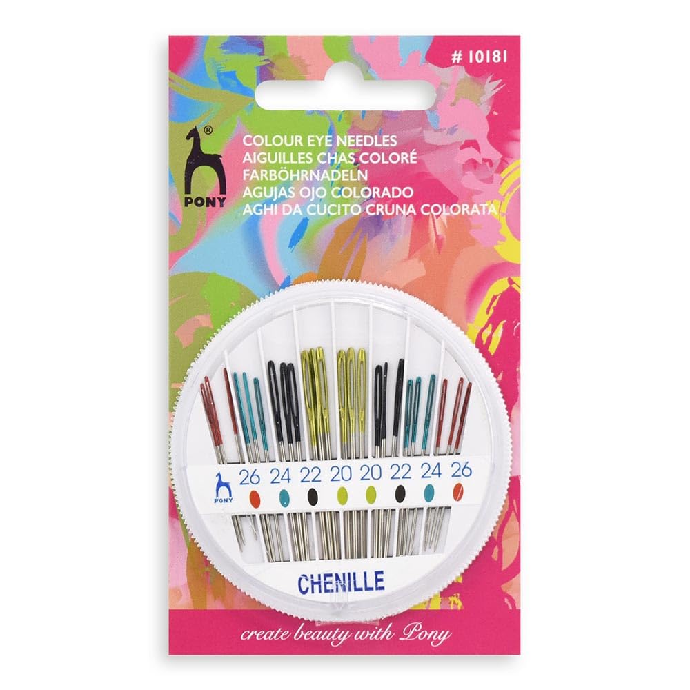Pony Eye Hand Sewing Needle Compact: Chenille, Multi-Colour