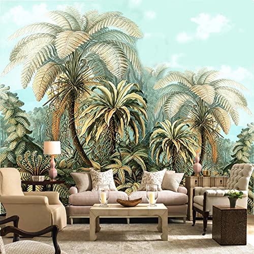 Papier Peint Rétro Peint à la Main Tropical Décoration Murale 3D - 2