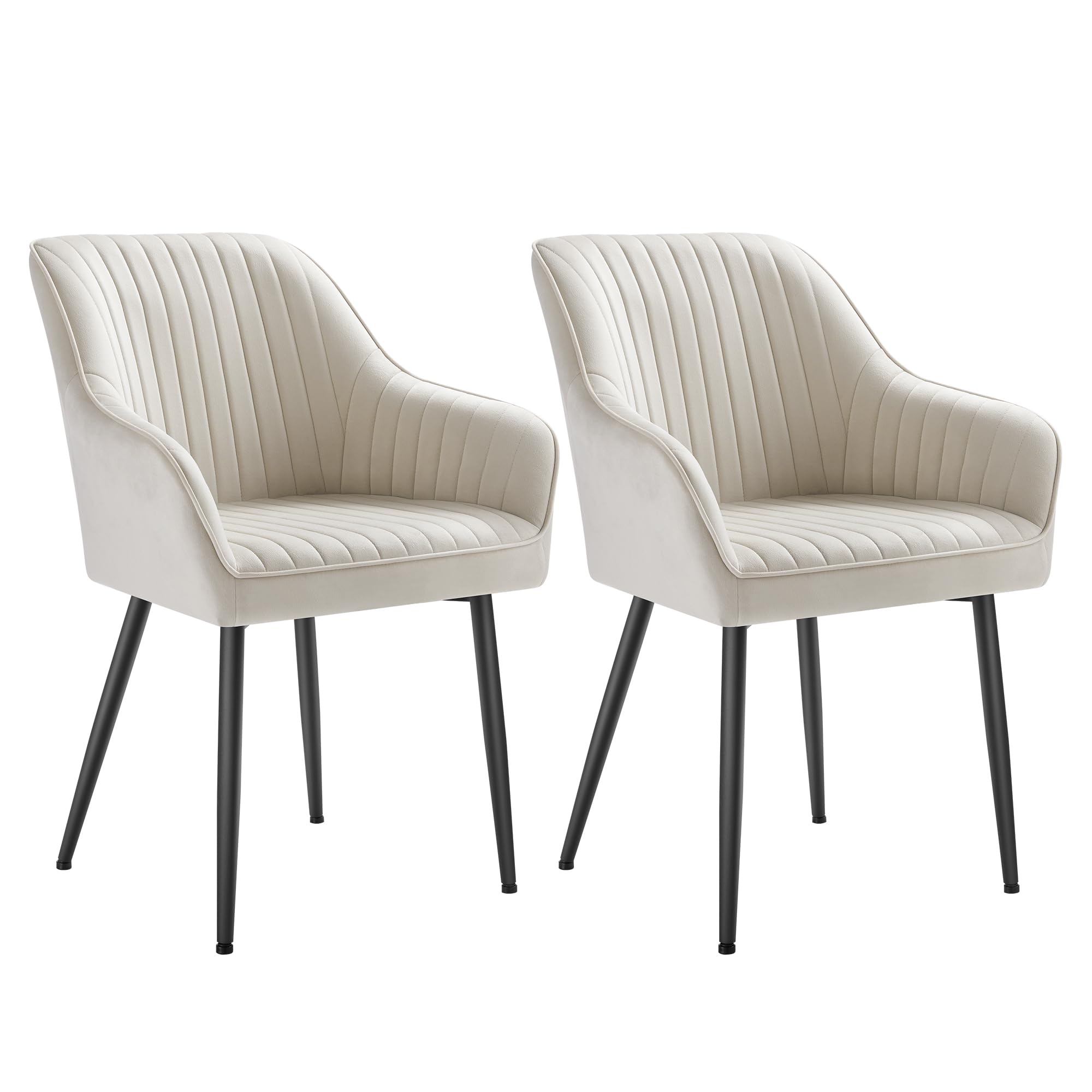 SONGMICS Dining Chair, Kitchen Chair, Velvet Armchair, Upholstered with Armrests, Max. Load 120 kg, Metal Legs, for Dining Room, Lounge, Cappuccino Beige and Ink Black LDC087LH01 — view 13
