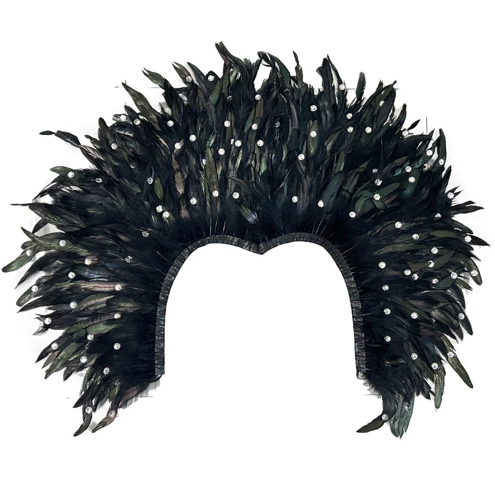 Mantella con Piume E per, Mantello con Piume E Spalle, Accessorio per Costume di Carnevale E Halloween, Abito Spettacolo per Feste in Maschera