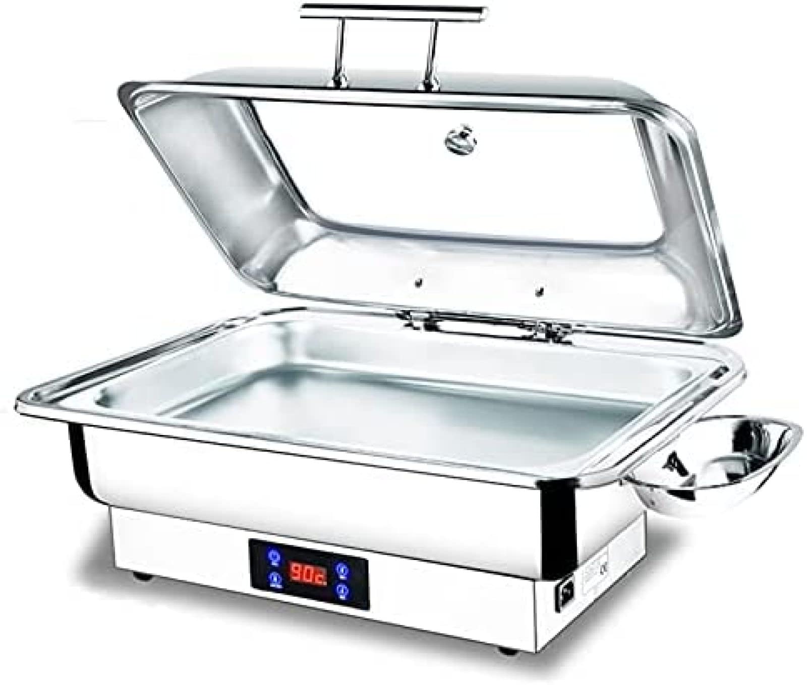 Chafing Dishes Buffet Food Warmers, Buffet Server In Stainless Steel With Touch Screen, 9L 13L Hot Plates For Keeping Food Warm, 30℃-90℃ Temperature Adjustable, Transparent Glass Cover,13l,Full-si