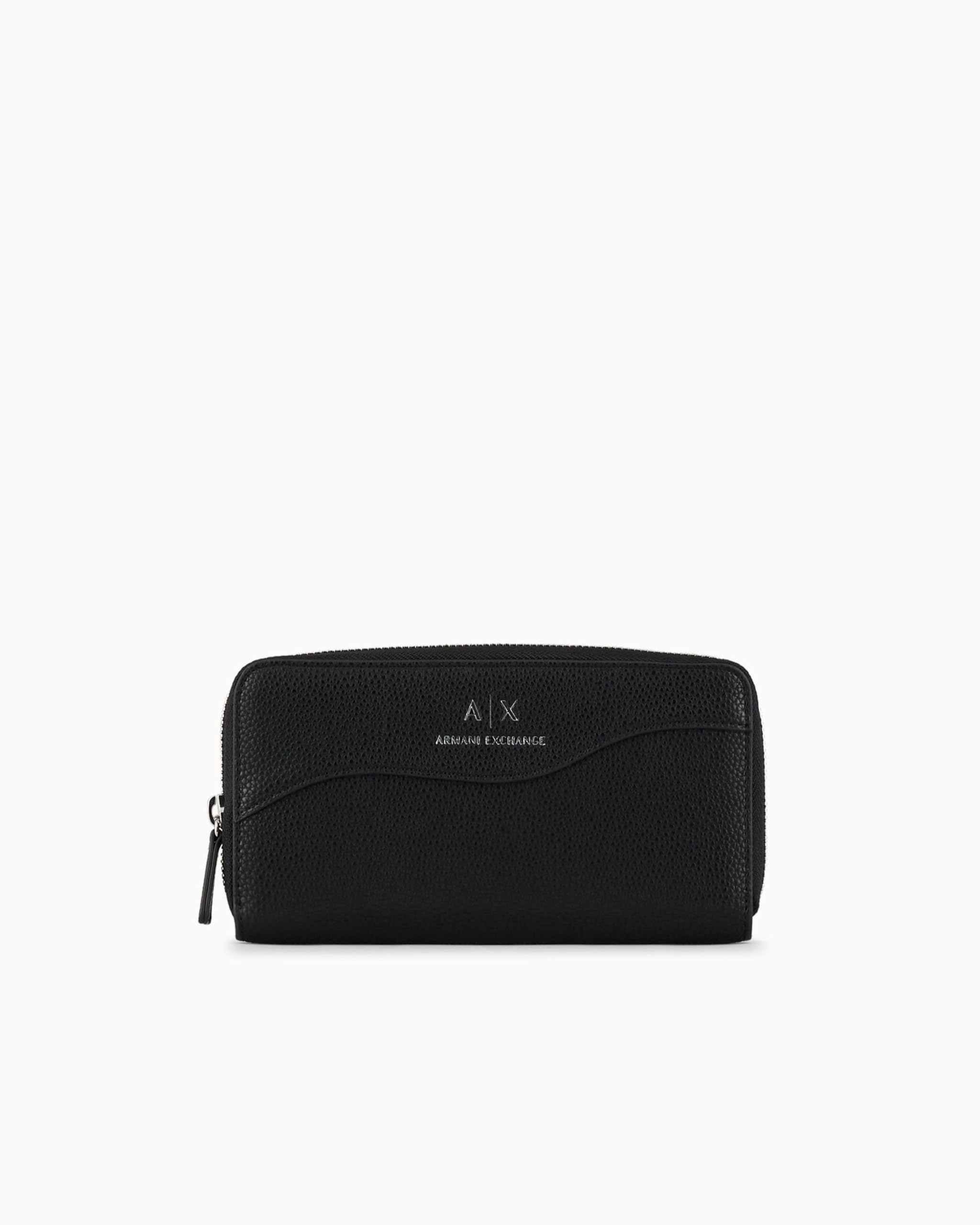 Armani Exchange Women's Zip Around Bi-Fold Wallet, Black