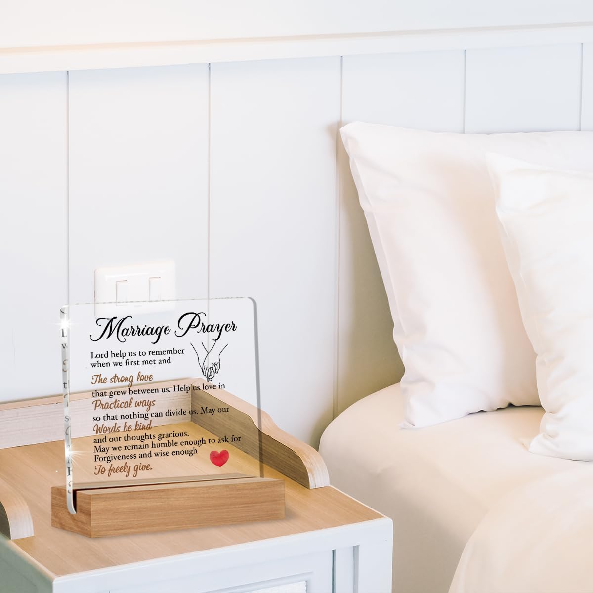 Wedding Gifts for Newlyweds, Bridal Shower Gift, Engagement Gifts for Couples, Marriage Prayer Home Decorative Signs Plaque for Desk
