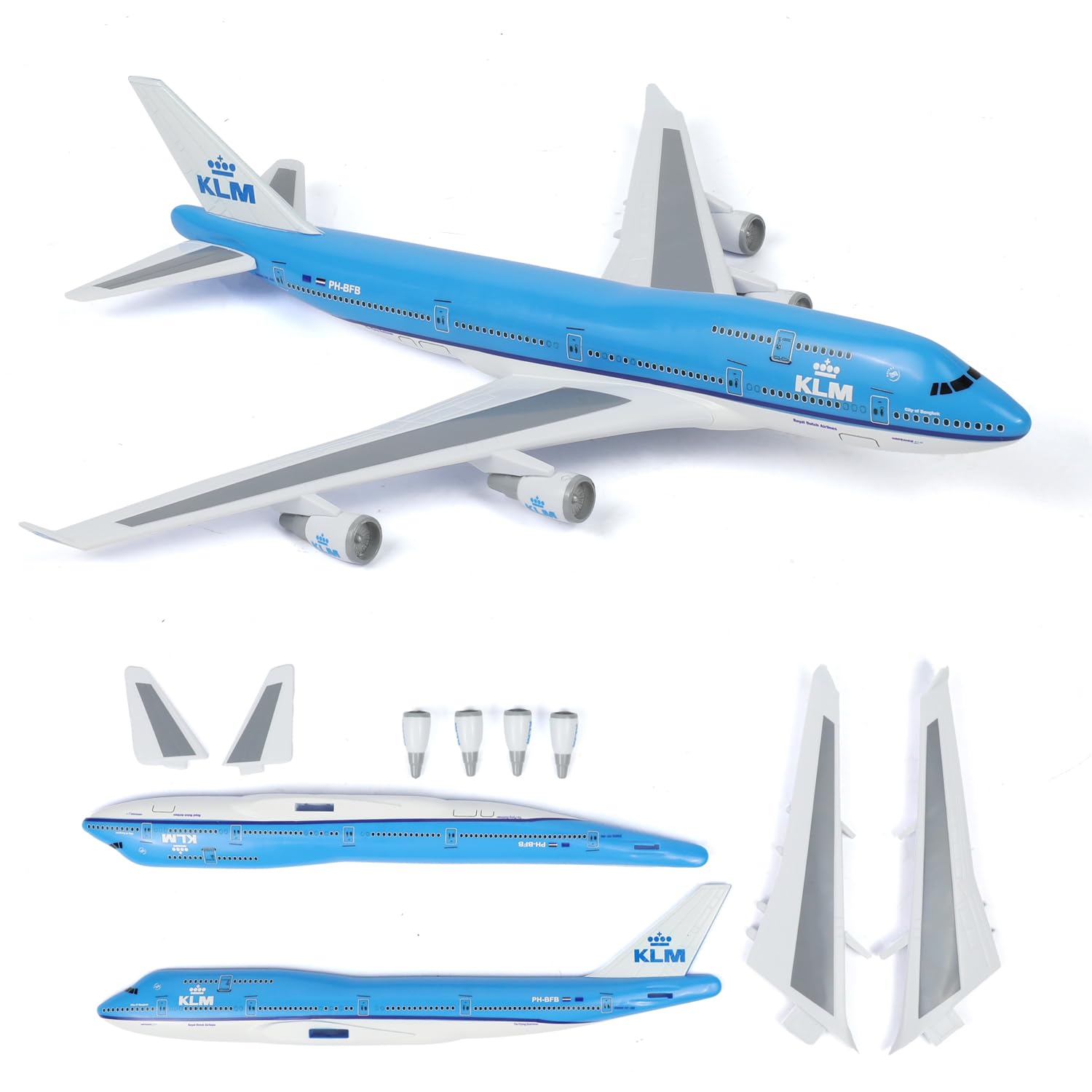 kolotesame 1/280 Assembly Airplane Model Compatible for KLM Boeing 747, Plastic Plane Quick Build Model Kit with Stand, 25.5cm L for Office Desk Bookshelf Display or Gift