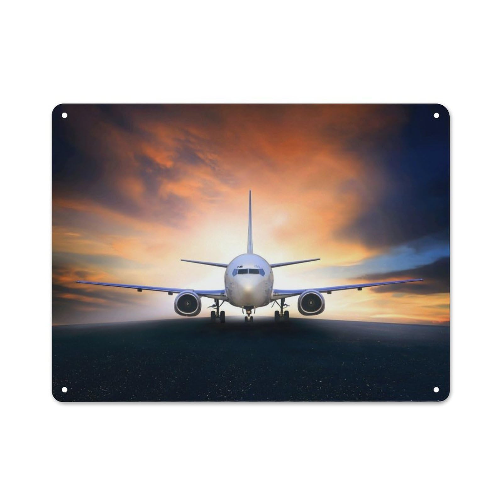 Junmoney Style-9 Passenger Plane Creative Metal Wall Decor 30X40cm, Decorative Metal Sign For Office, Study, Studio Or Hallway