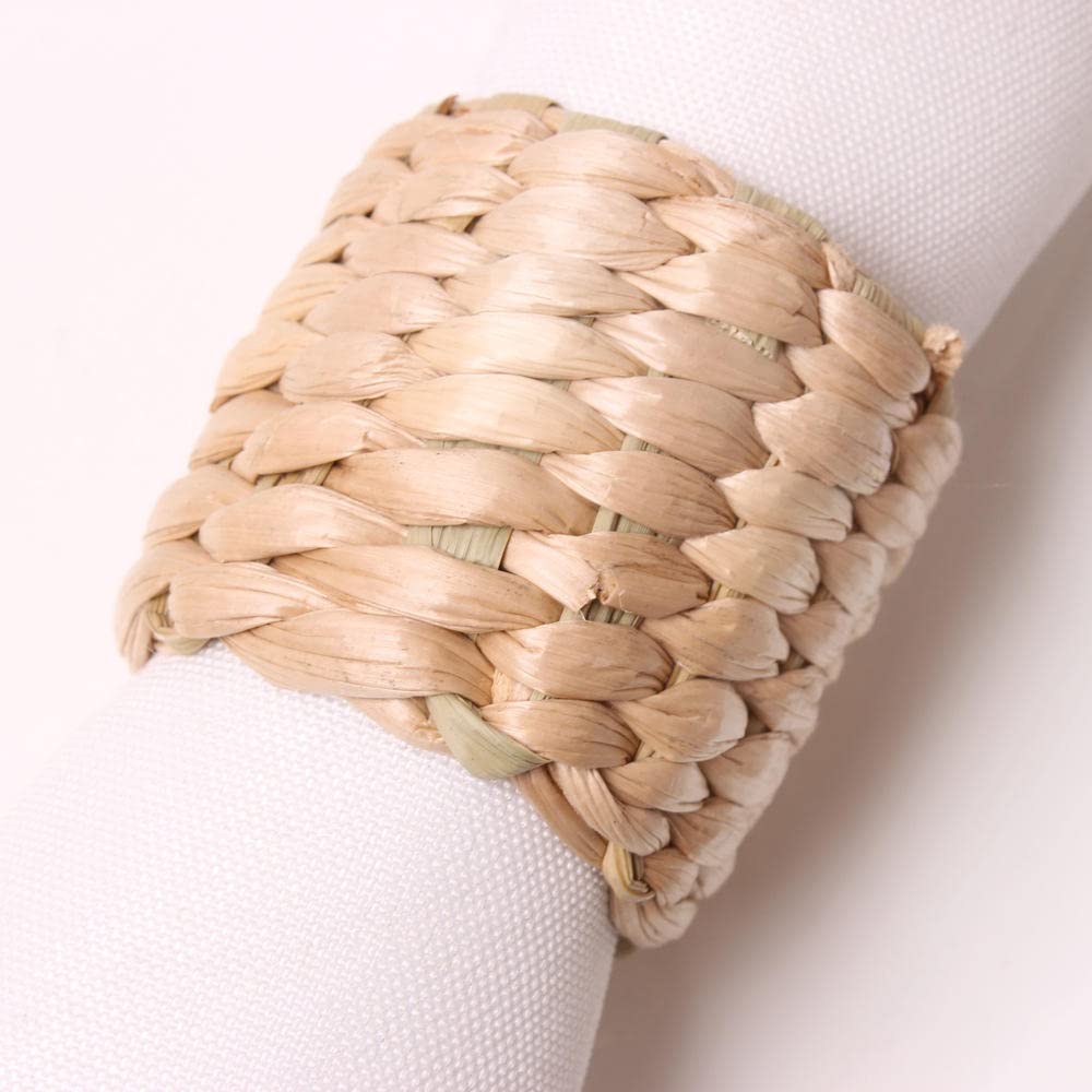 Cenpek 6Pcs Handmade Woven Napkin Rings, Natural Napkin Ring Holders, Rustic Farmhouse Napkin Buckles Holder For Thanksgiving, Christmas, Dinning Table, Everyday Gatherings