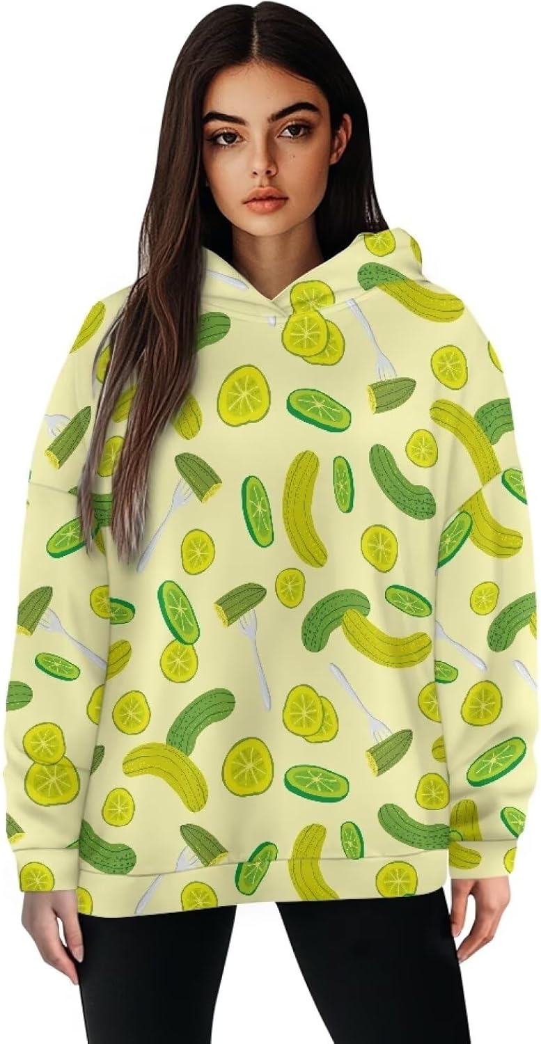 Funny Pickled Womens Hoodies Oversized Sweatshirts Casual Long Sleeve Tops Pullover Sweaters Fall Clothes for Girls