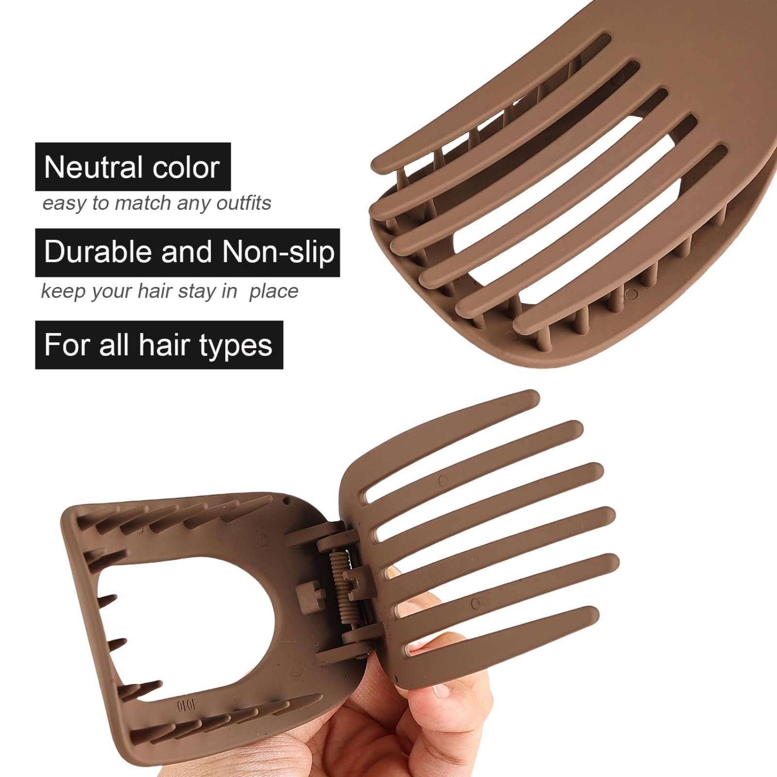Aobesky Flat Hair Clips for Women 4 PCS French Design Flat Hair Claws for Women Girls Strong Hold Non-Slip Matte Medium Classic Barrettes for Thick Thin Hair Neutral Colors - Image 3