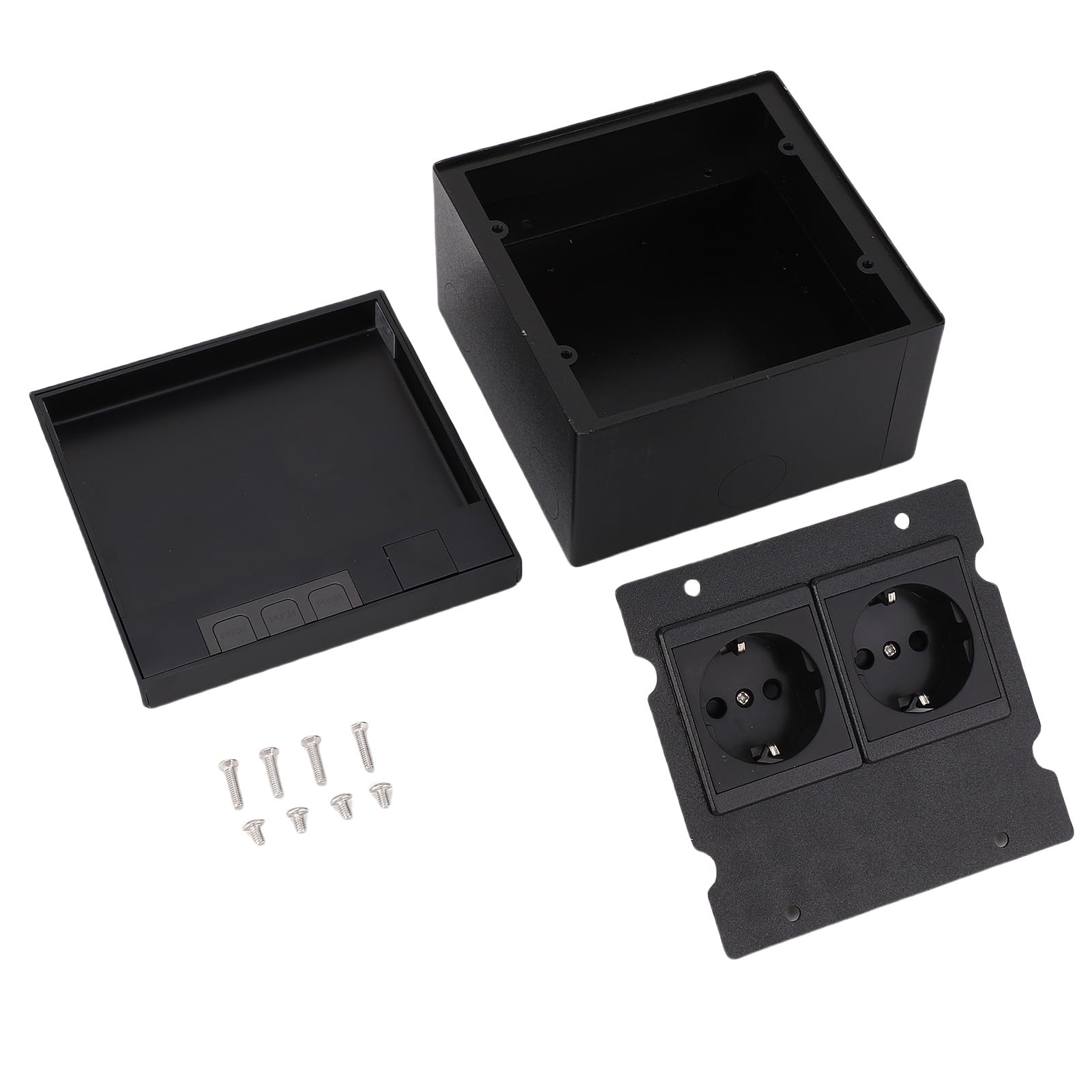 Kit Scatola di Derivazione da Incasso a Pavimento 2 Prese 16A 4000W con Coperchio Ribaltabile Design Impermeabile per Soluzioni di Prese da Pavimento per Uffici, Hotel e Case