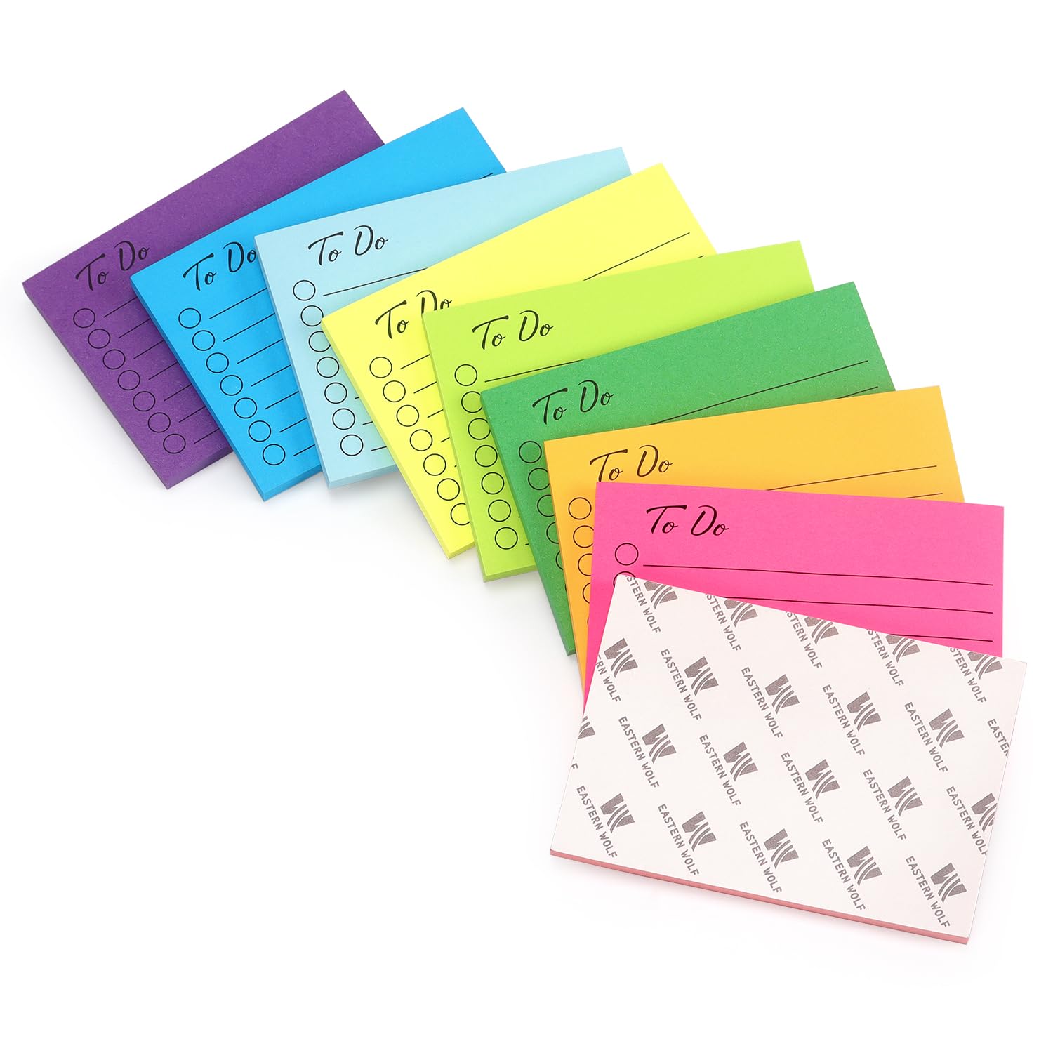 Eastern Wolf 9 Bloc de Notas Adhesivas 3 x 4 Pulgadas, 9 Colores, 9 Unidades