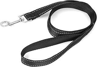 Molain Reflective Dog Leash 47.2 x 1 inch(120x2.5cm) Nylon leash Durable Training Lead Rope with Metal Clasps Leash for Puppies Dog Training Leash for Small Medium Large Dogs Pet Dog Accessories Black