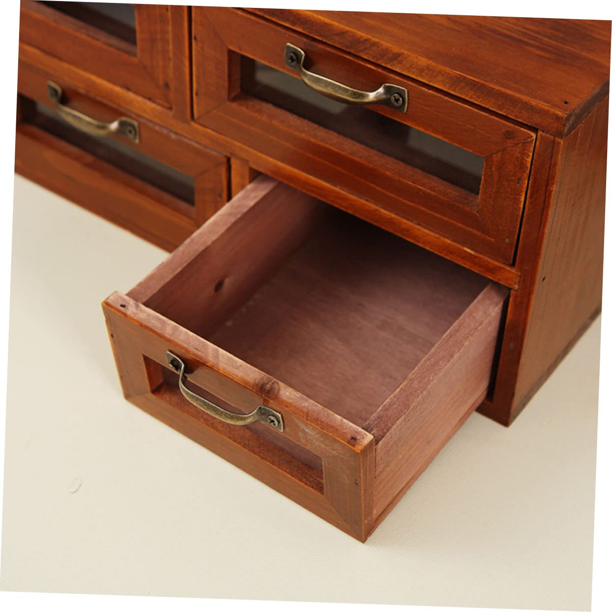 Schreibtisch-Organizer aus Holz mit Schubladen, Büro-Schreibtisch-Aufbewahrungsschrank für kleine Räume, Schreibtisch-Organizer für Make-up und Zubehör, Hellbraun