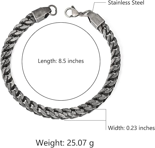 Miniatura 5 de Pulsera de acero inoxidable para hombre y mujer, con cierre de palancalangosta, color plomizoplata, 7.588.5 pulgadas, regalo para el día de San