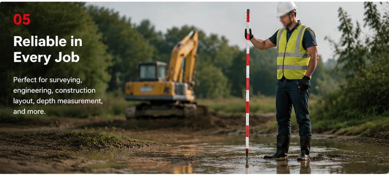 Lekka miarka Aluminiowy słup pomiarowy do budowy i tyczenia | 400cm