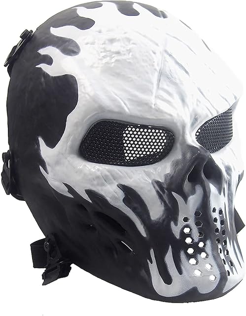 Sensong Airsoft Mask Full Face Masks Skull Mask with PC Lenses Tactical Protection for Halloween BB Gun CS Game Cosplay and Party Fans Supplies