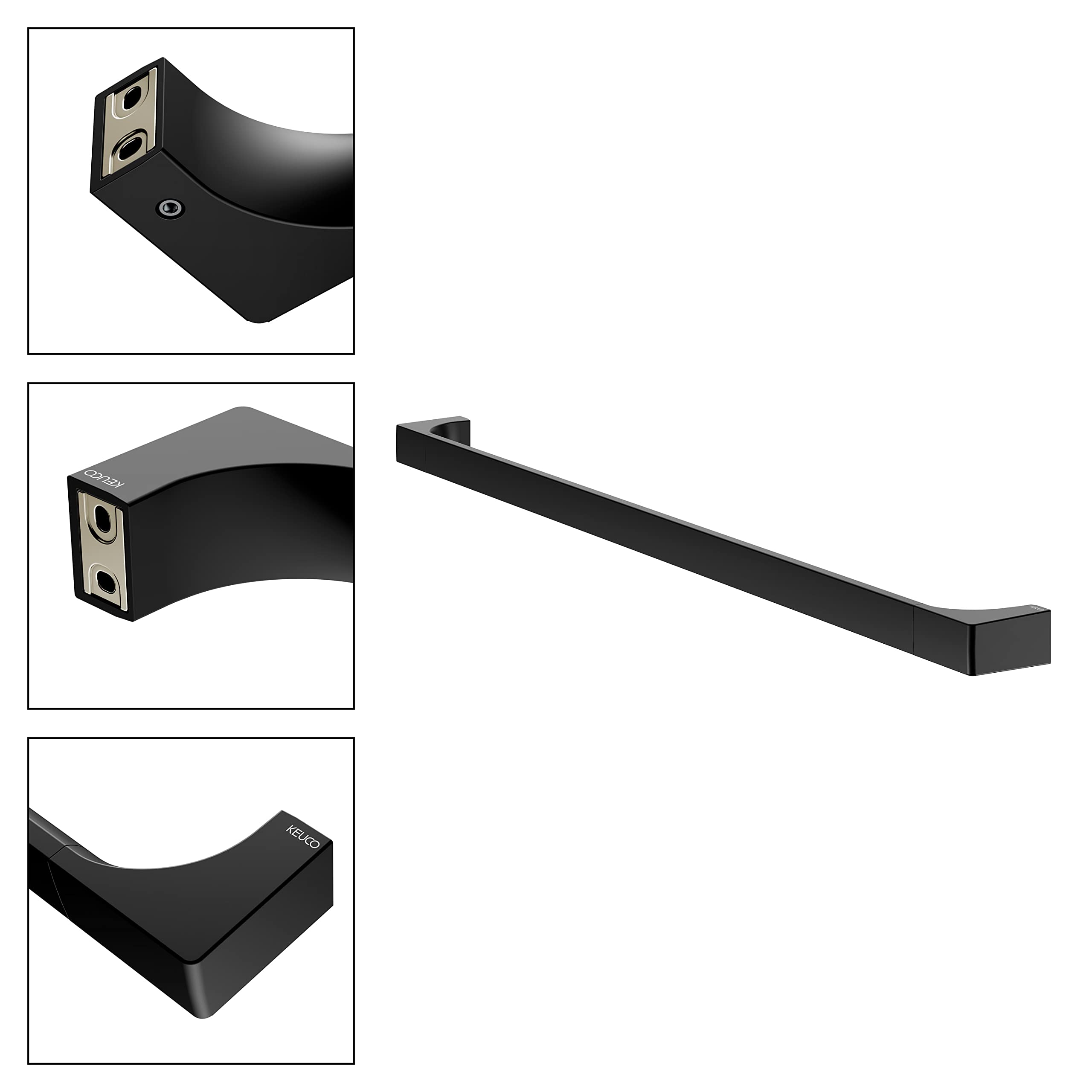 KEUCO Edition 11 Badetuchhalter 82 cm, Metall schwarz matt | Made in Germany, inkl. Schrauben und Dübel, Handtuchhalter zum Bohren