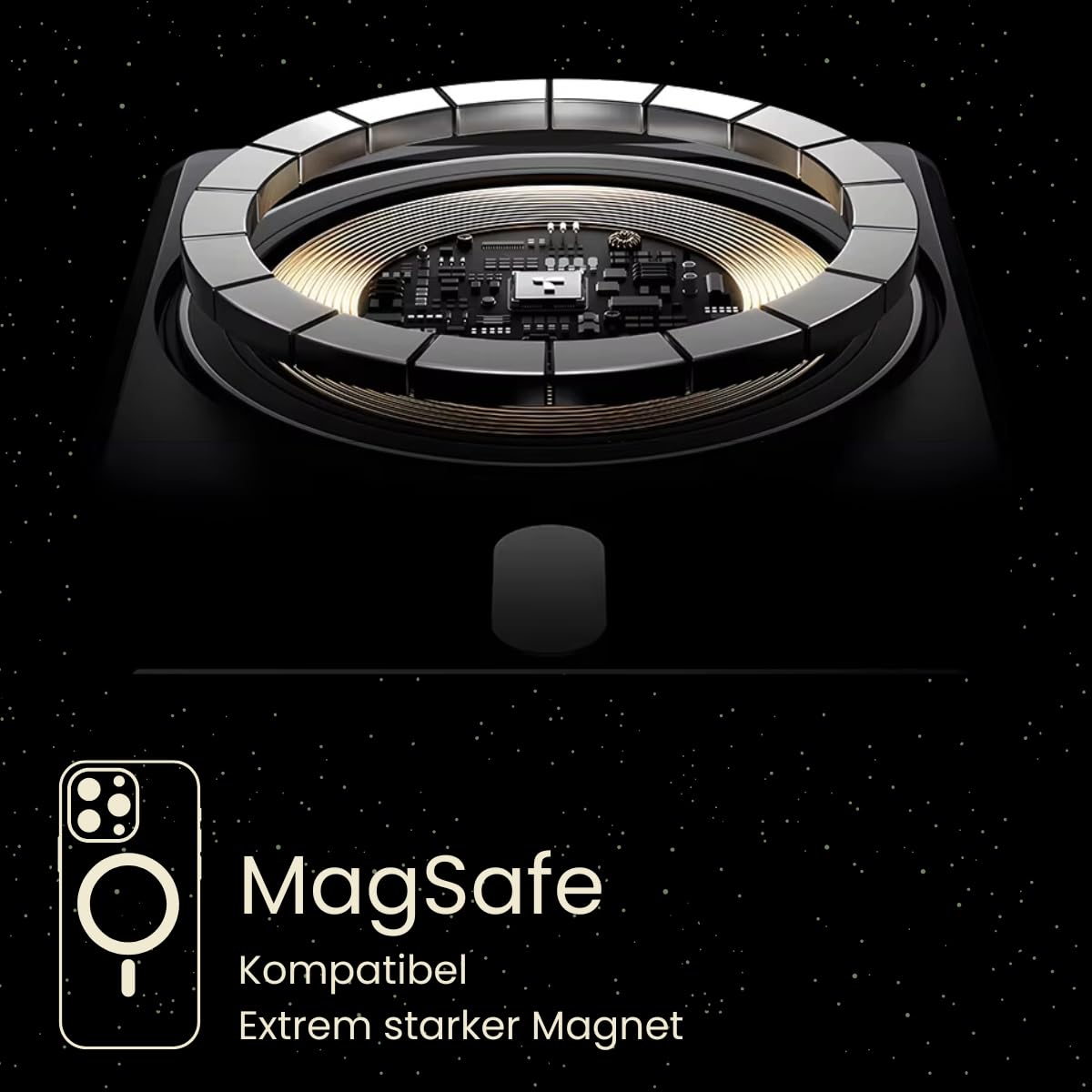 S&T DESIGN Magnetisch Powerbank Kabellos Powerbank Externer Akku PB 10000 mAh, für iPhone Wireless LED Anzeige Schnellladefunktion