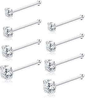 8 Pcs 20G Nose Ring Studs Made with Swarovski Crystal for Women Stainless Steel 1.5mm 2mm 2.5mm 3mm Nose Piercings Set Body Jewelry Hypoallergenic - coolthings.us