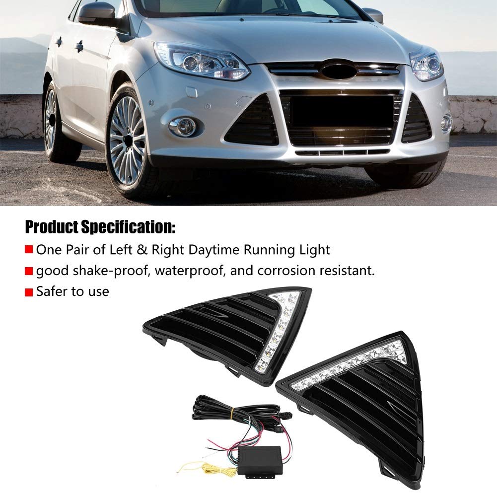 Wallfire Luci diurne a LED, 1 Coppia di luci diurne dell'auto Segnale di svolta Doppio Modello Anteriore Inferiore paraurti Guida DRL luci a LED per Ford Focus MK3 2012 2013 2014