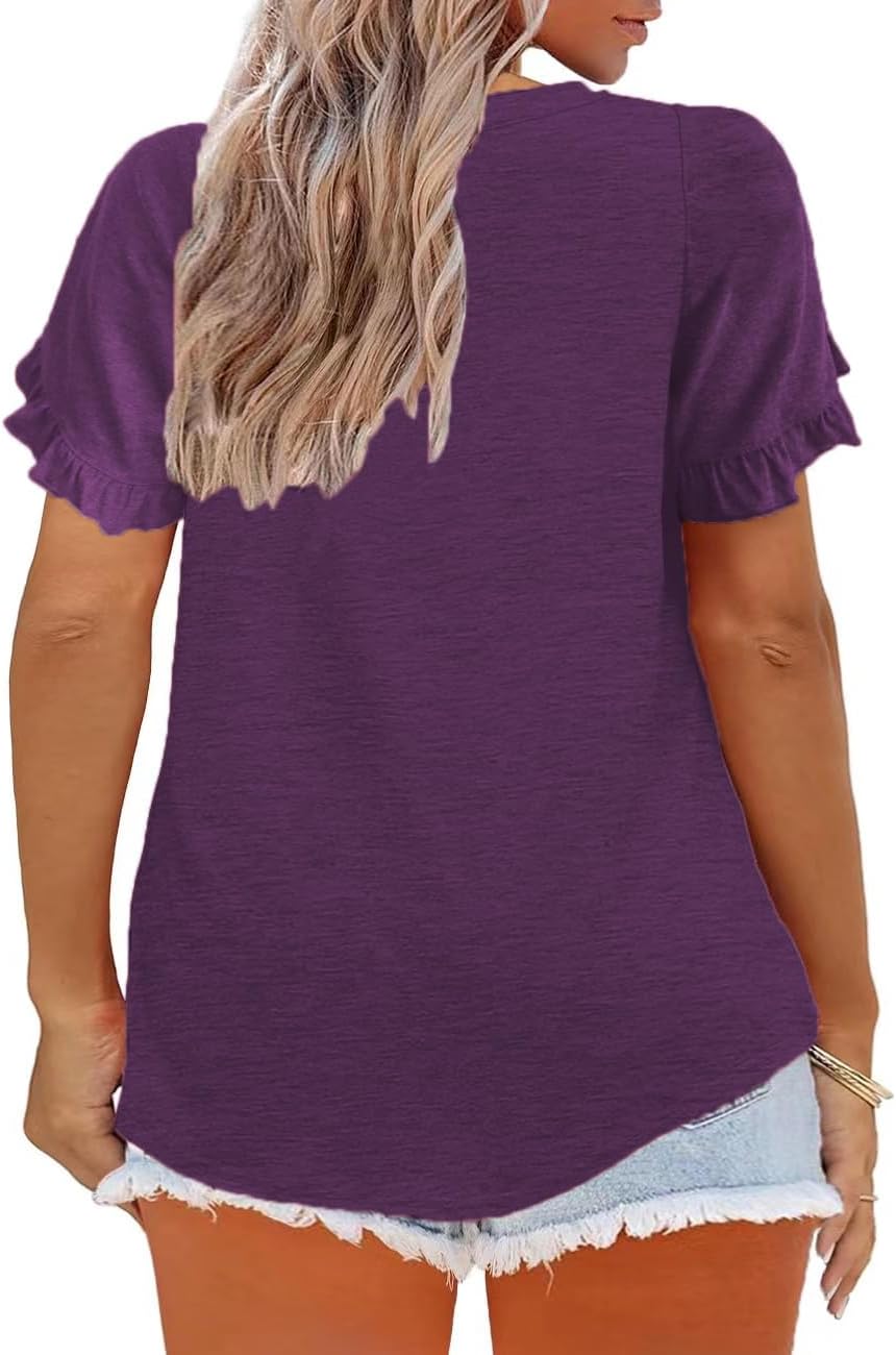 Plus-Size Tops for Women Short Sleeve T Shirts V Neck Tunic Tees XL-5XL - Image 3