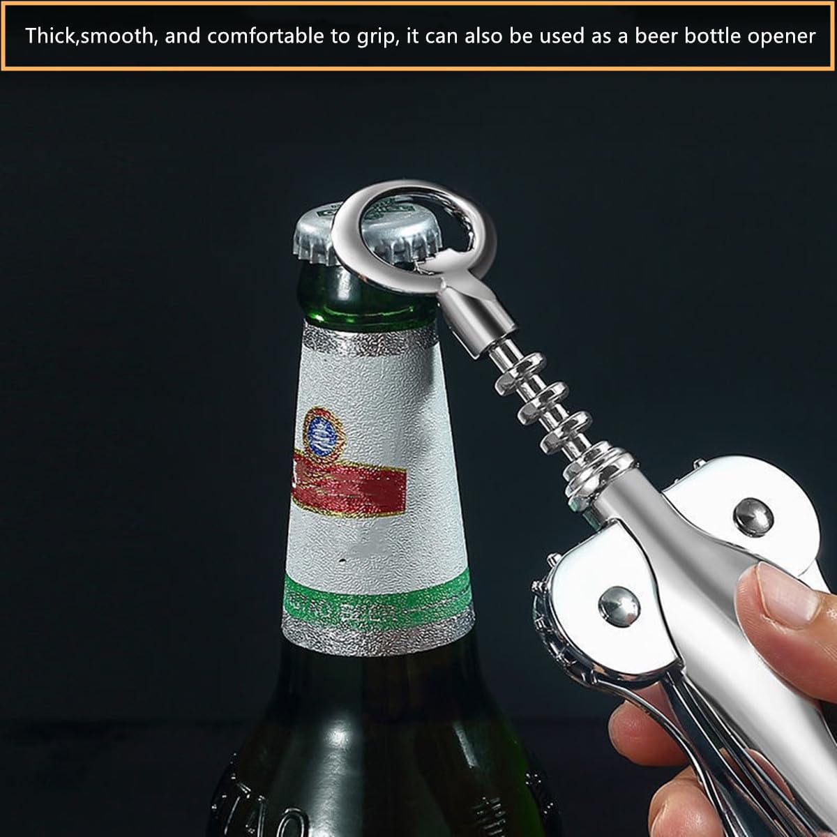 Abridor de vino con abrebotellas multifuncionales, aleación de zinc premium 2 en 1 abridor de botellas de vino