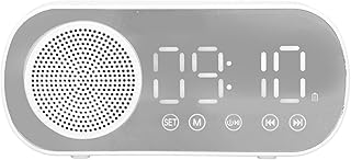 Acouto Compact RadiosStereos,Digital Alarm Clock HIFI FM Radio Rechargeable 5.0 Speaker Mirror Clock for Reading Trip