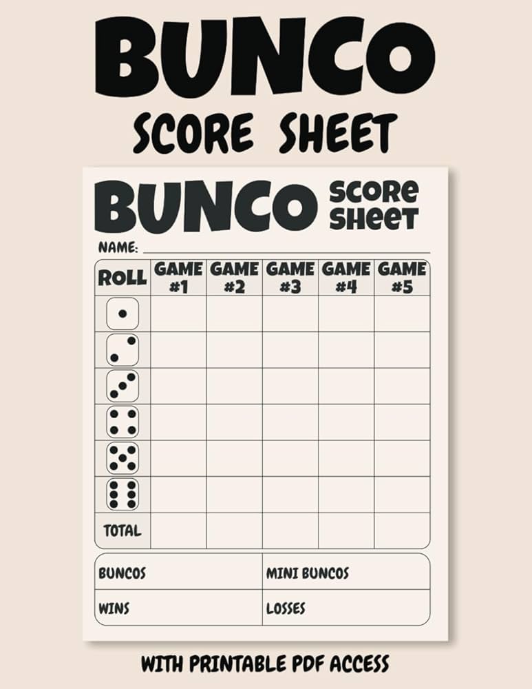 Free Printable Bunco Score Cards Free Printable Bunco Score Cards