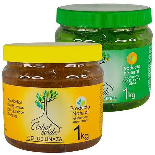 Natural Flaxseed and Rosemary Gel Green Tree 2-Pack Alcohol-Free Moderate Fixing 1 kg
