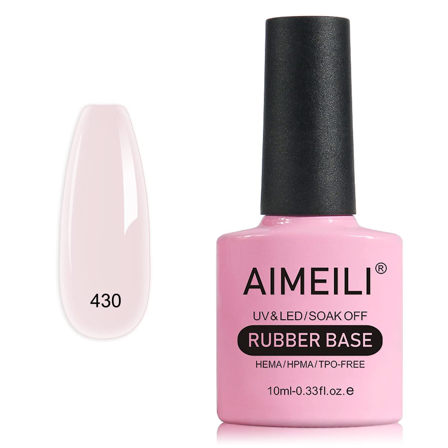 AIMEILI 5 en 1 esmalte de uñas con base de caucho transparente, empapado en UV/LED, gel adhesivo de strass - 10ml (430)