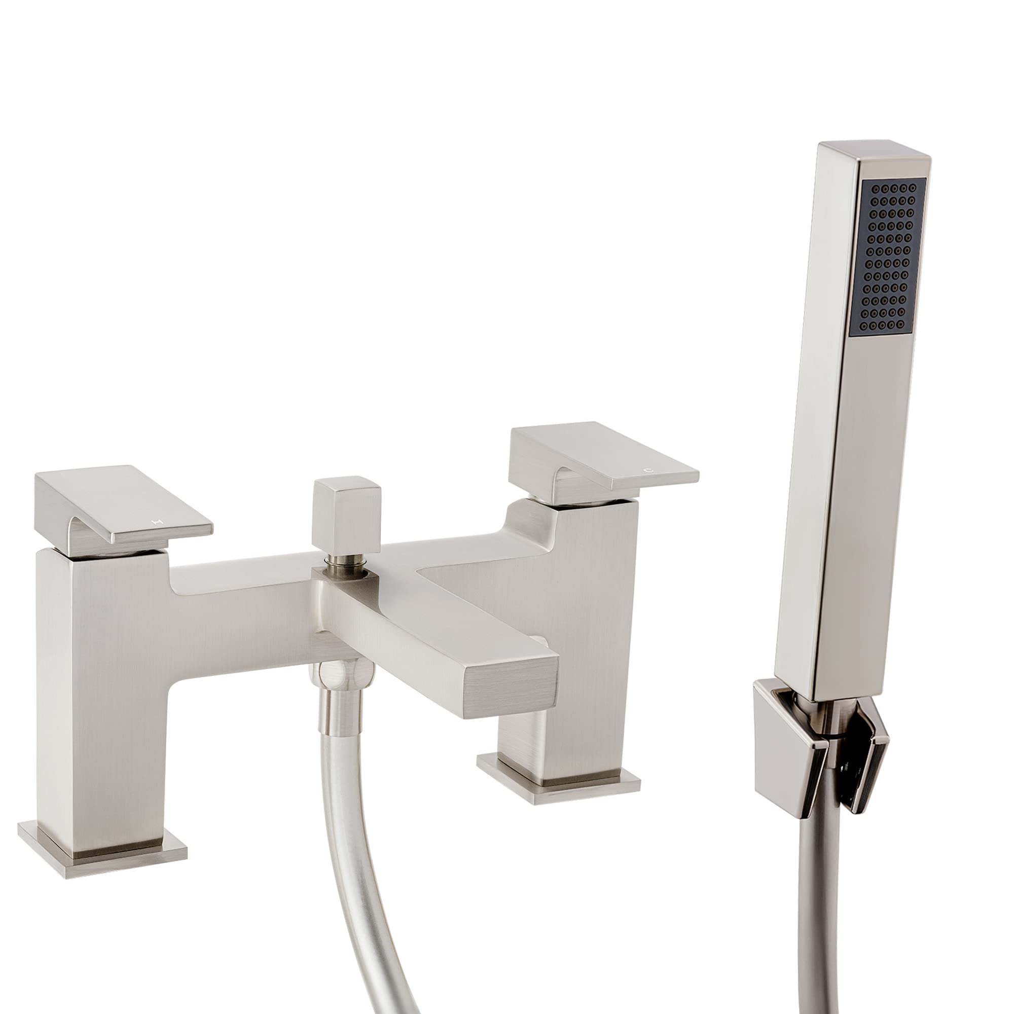 ENKI BT0208 Athena Square Modern Bath Shower Mixer Tap, Brushed Nickel