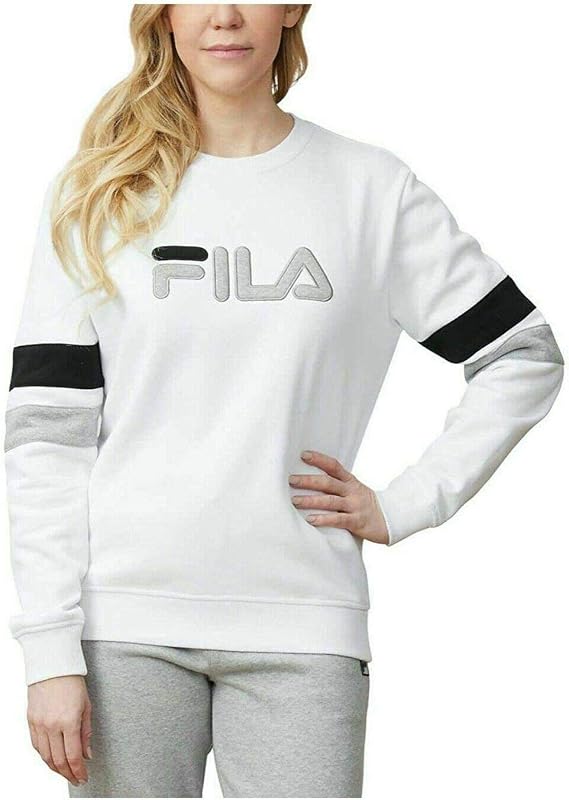 Womens Michele Pullover Crewneck Sweatshirt (S, White)