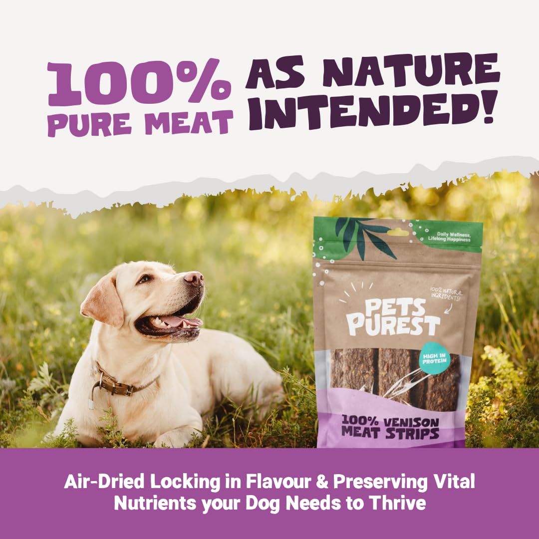 Pets Purest Venison Treats for Dogs Air-Dried Venison Meat Strips, 100% Natural Dog Chews, Grain Free, Raw - Image 3