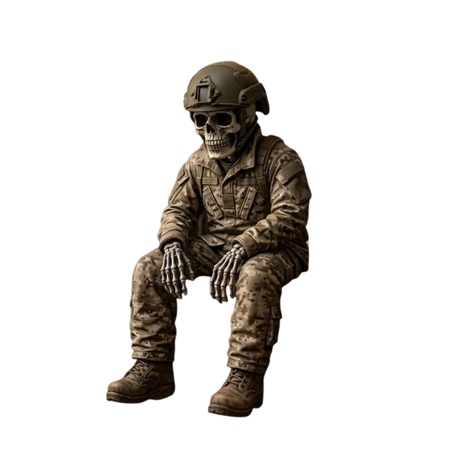 KMGDM Firefighter Skeleton Sitting Sculpture in Resin Firefighter Skeleton Shelf Sitter for Unique Room Decoration Toy Action Figure