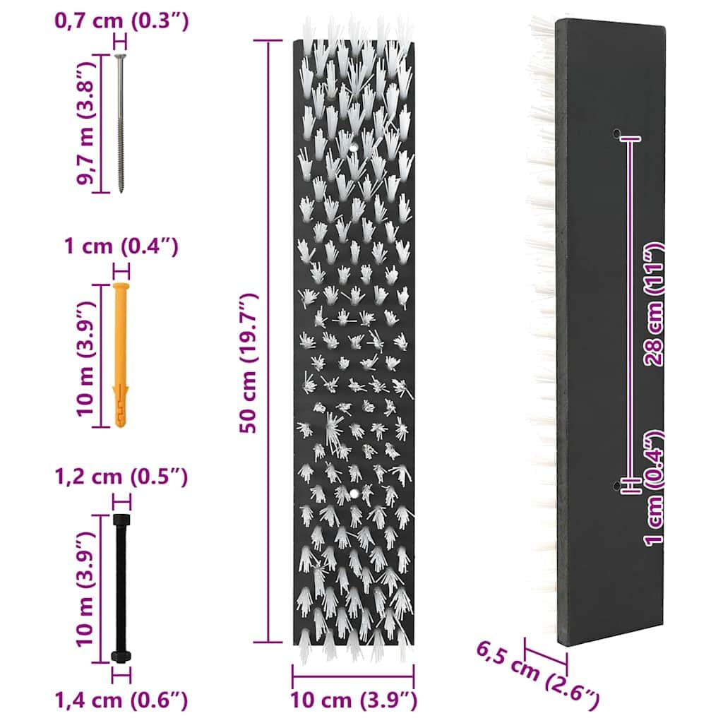 Brosse à Gratter pour Bétail, Brosse de Massage pour Vache Noir et Blanc 50 x 10 x 6.5 cm
