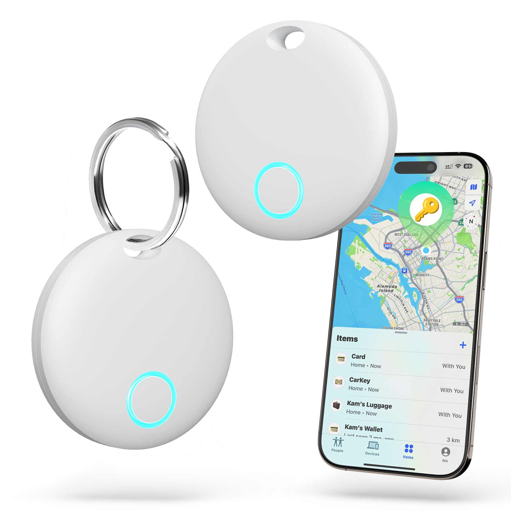 Midlocater Air Tracker Tags-2 Pack [Apple MFi Certified] (iOS Only), Smart Bluetooth Tracker, Compatible with Apple Find My, Item Locator for Keys,