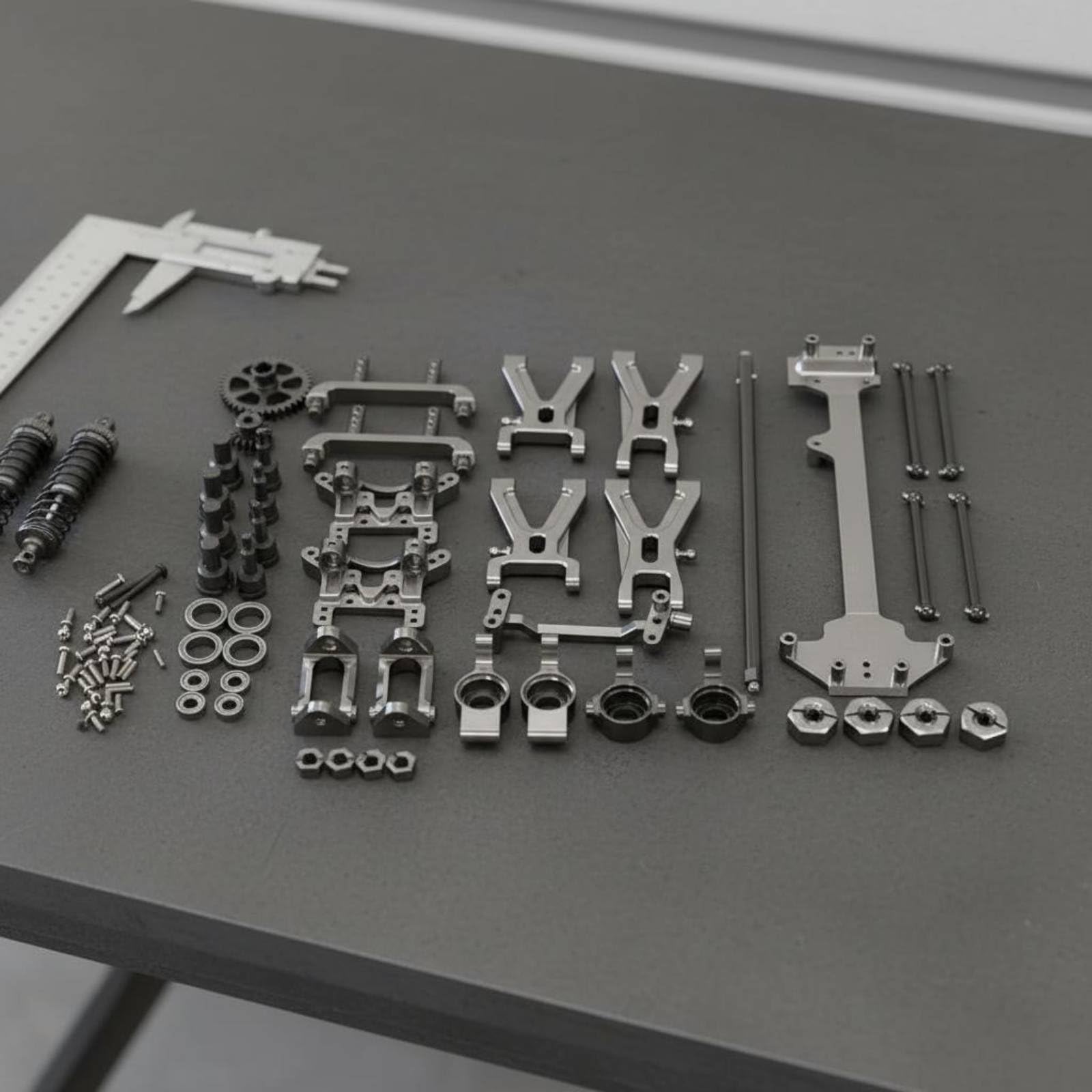 Rc Vehicle Components Kit Componenti Rc Metallo Accessori Ammortizzatori Trasmissione Cuscinetti Anteriori CNC per Ridurre Giochi E Vibrazioni Adatto, Oro