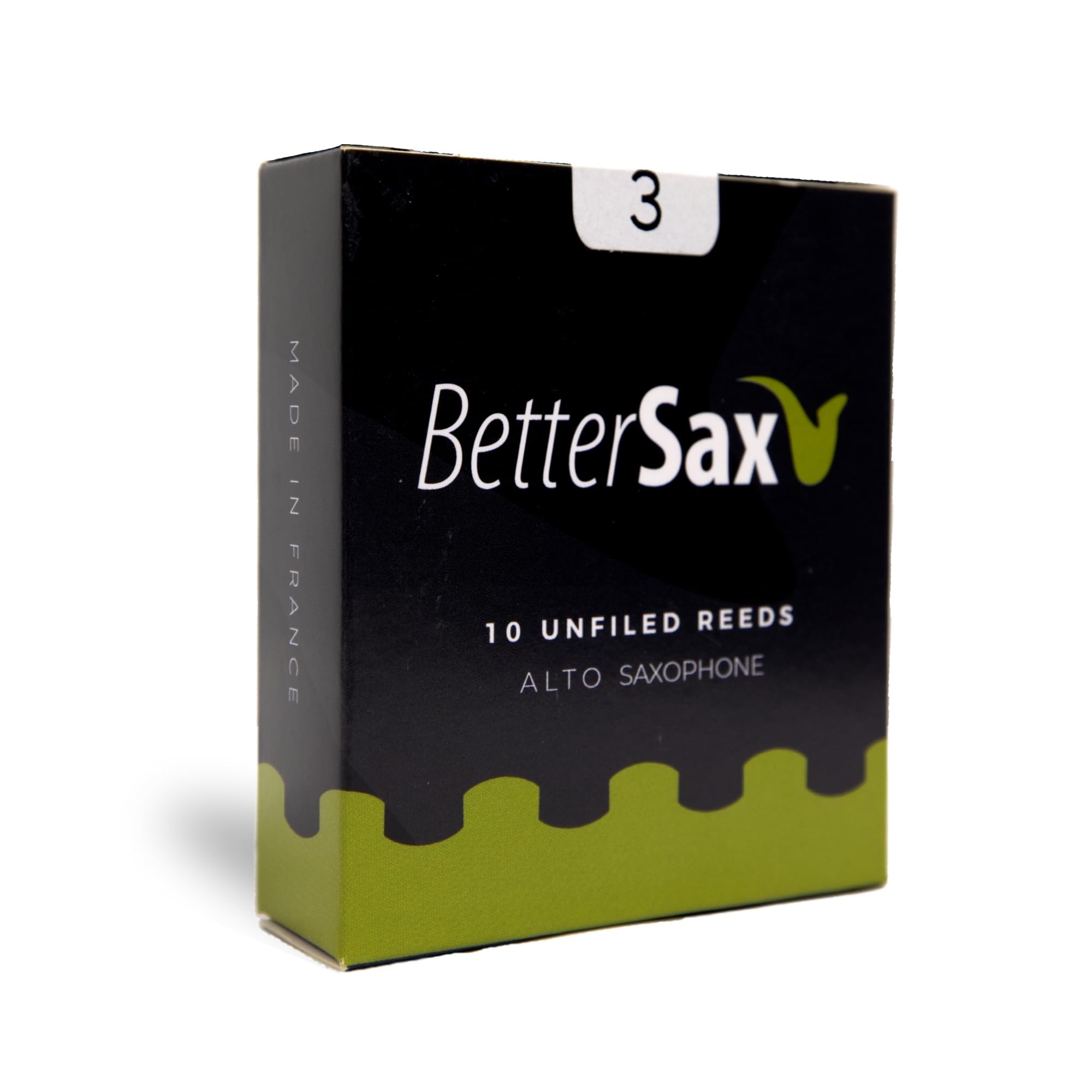 BetterSax Premium Alto Saxophone Reeds – 3 Strength (10-Pack): Made from Organic French cane, Superior Consistency and Rich Tone, For Saxophonists of All Levels, Eco-friendly, Plastic-free packaging
