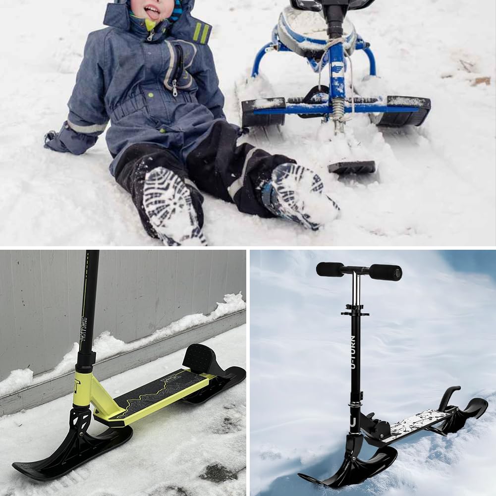 Kit de Trottinette de Ski et de Luge Neige, 1 Paire Kit de Conversion à Ski, Accessoires de Traîneau et Pièces de Rechange pour Planche à Ski d’Enfant, Luge d’Hiver en Plastique Noir