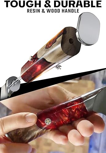 Miniatura 3 de Dalstrong Cuchillo de chef – 8 pulgadas – Serie Valhalla – Cuchillo de cocina de acero 9CR18MOV HC – Mango de resina roja y madera – Cuchillo de