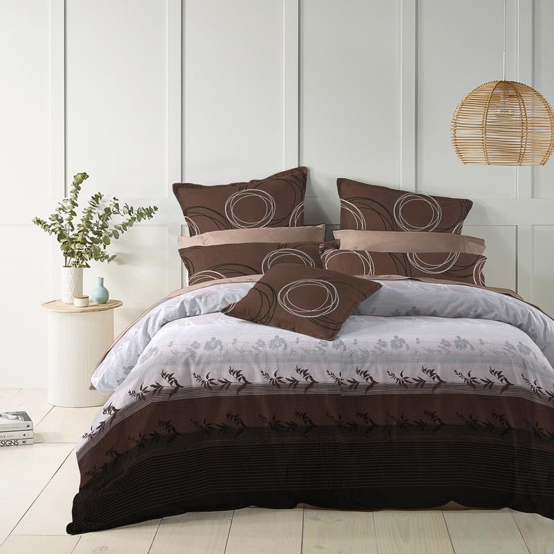 300TC 100% Cotton King Size Bedsheet for King Sized Double Bed |108 x108 inches|Floral | 275x275 cm | 2 Large Size Pillow Covers | 300TC| Orange|