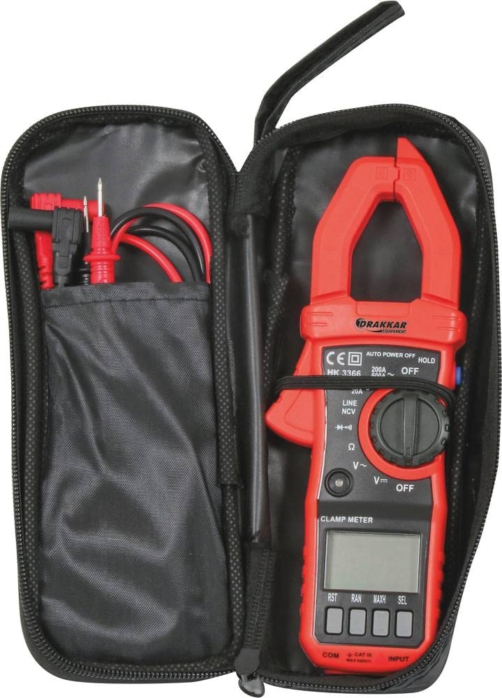 Mini pince ampèremétrique de poche Professionnel Antichoc Multimètre numérique Drakkar - SUPERSHOPE - Cat III AC 600A, écran LCD rétroéclairé, NCV et LINE, automatique, Testeur Electrique