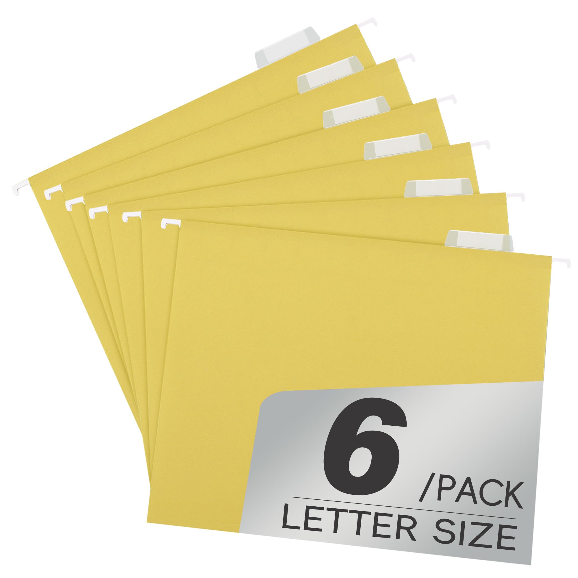 pmybupo Colored File Folders,6 Pack Yellow Letter Size Hanging File Folders with 1/5-Cut Tabs,Ideal for Home and Office Organization and Papers Classification