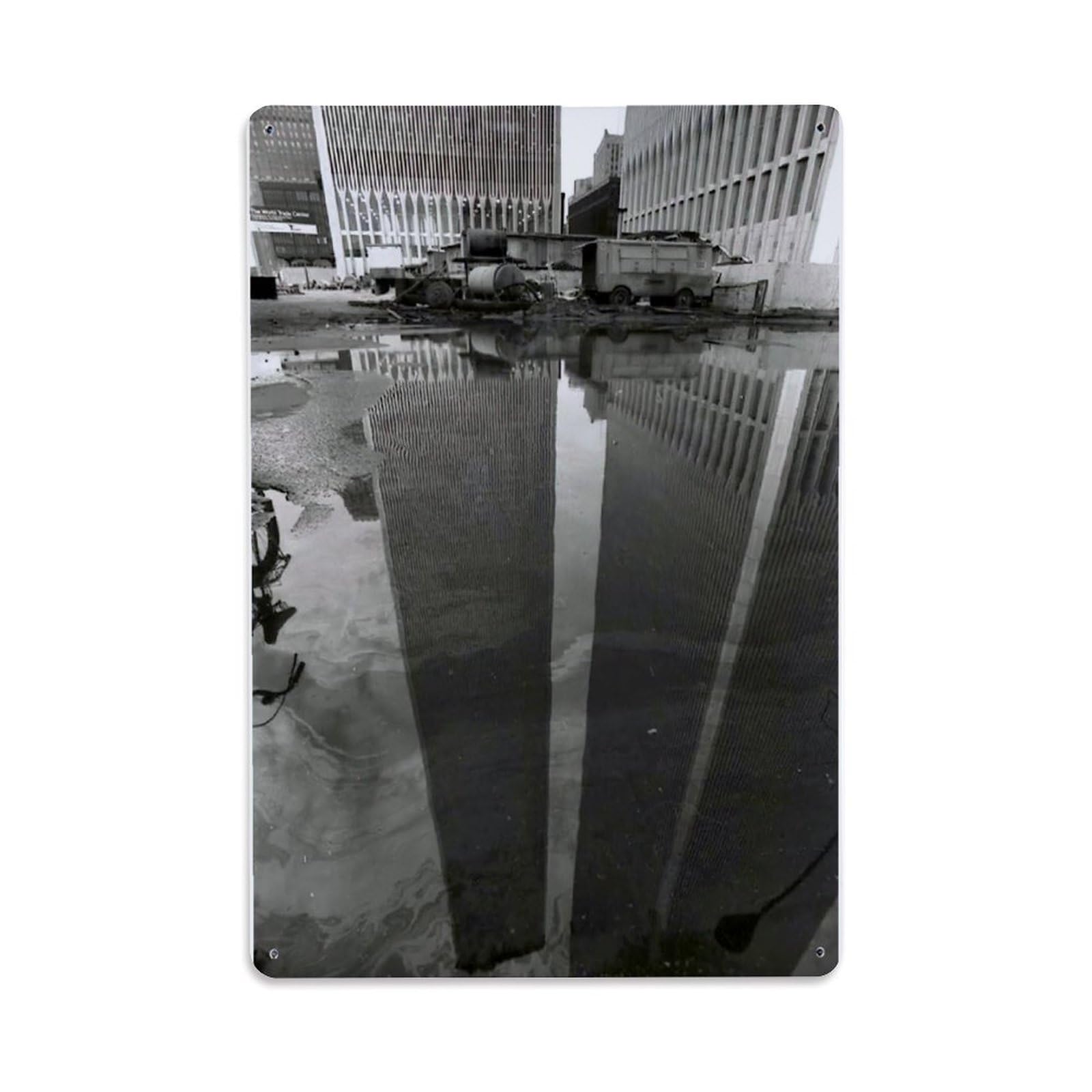 Vintage Photography World Trade Center Lower Manhattan Metal Tin Sign Plaque Wall Decor for Cafe, Club Bar, Office, Home Garden Metal Poster 8x12Inch