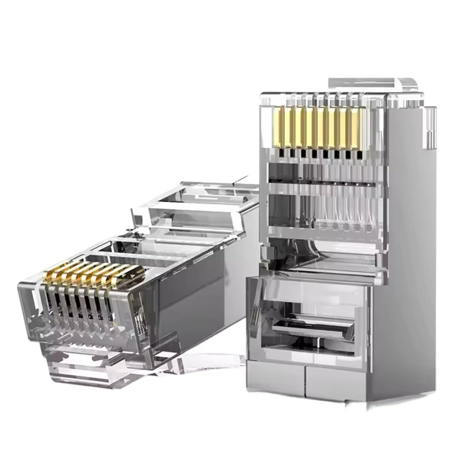 Conector Cat6 RJ45 8P8C Modular Ethernet Cable Head Plated Cat 6 Crimp Network RJ 45 Crimper Connector(100 unidades)