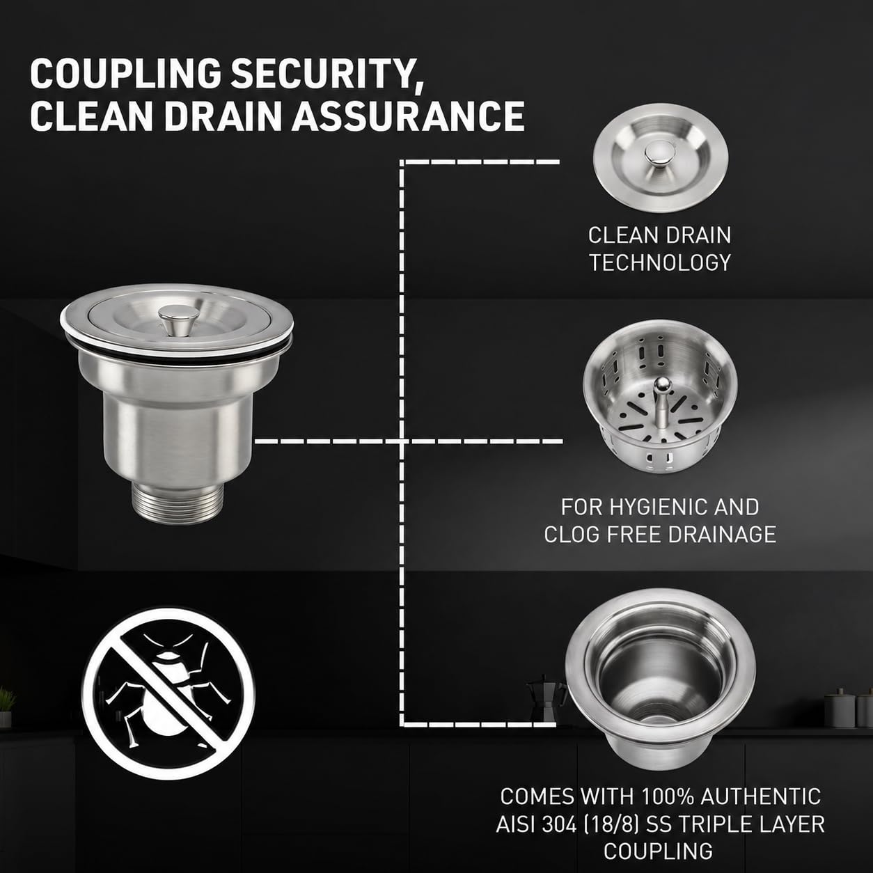 CROCODILE Undermount Double Bowl Kitchen Sink, 304 Grade Stainless Steel, Steel Grey, 37x18 Inch, Handmade with Sound-Dampening, Brushed Finish, Rectangular 2
